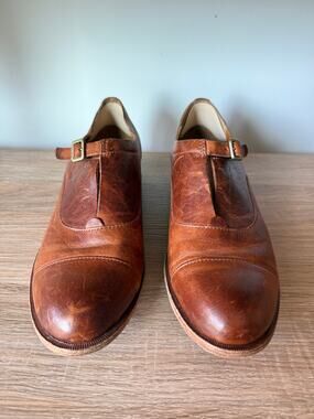 Kork-Ease Niseda Brown Leather Monk Strap Cap Toe Oxfords Loafers Size 8.5M
